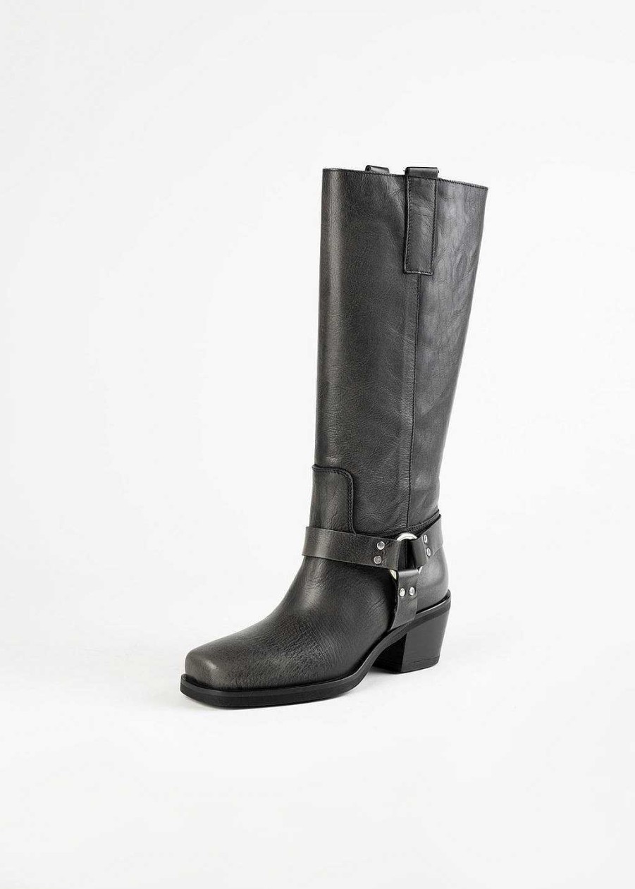 Shoes L'idea by Lori | Leather Engineer Boot Asphalt Leather