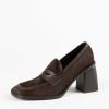 Shoes L'idea by Lori | Heeled Haircalf Loafer Dark Brown Haircalf