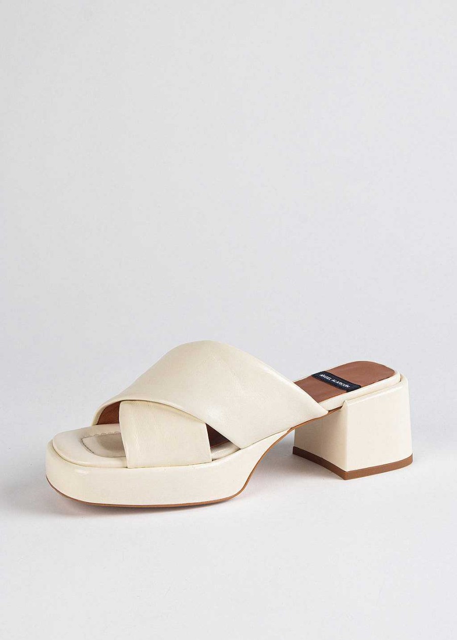 Shoes Ángel Alarcón | Patent Leather Platform Sandal Cream Patent