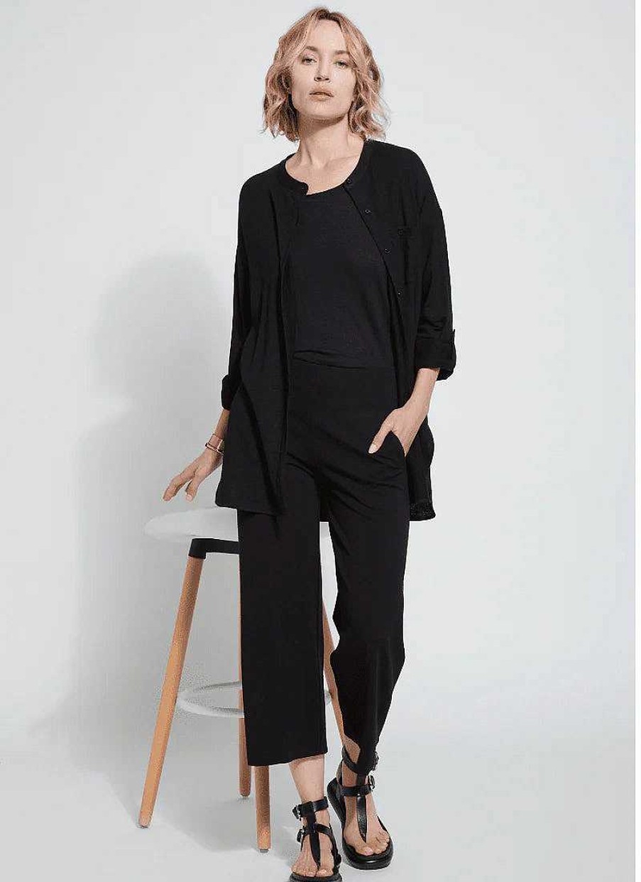 Apparel Lyssé | Leila Cropped Wide Leg Pant Black