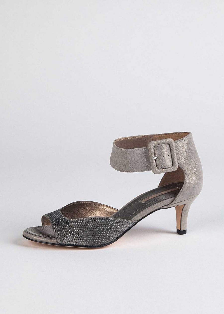 Shoes Pelle Moda | Berlin Kitten Heel Sandal Pewter