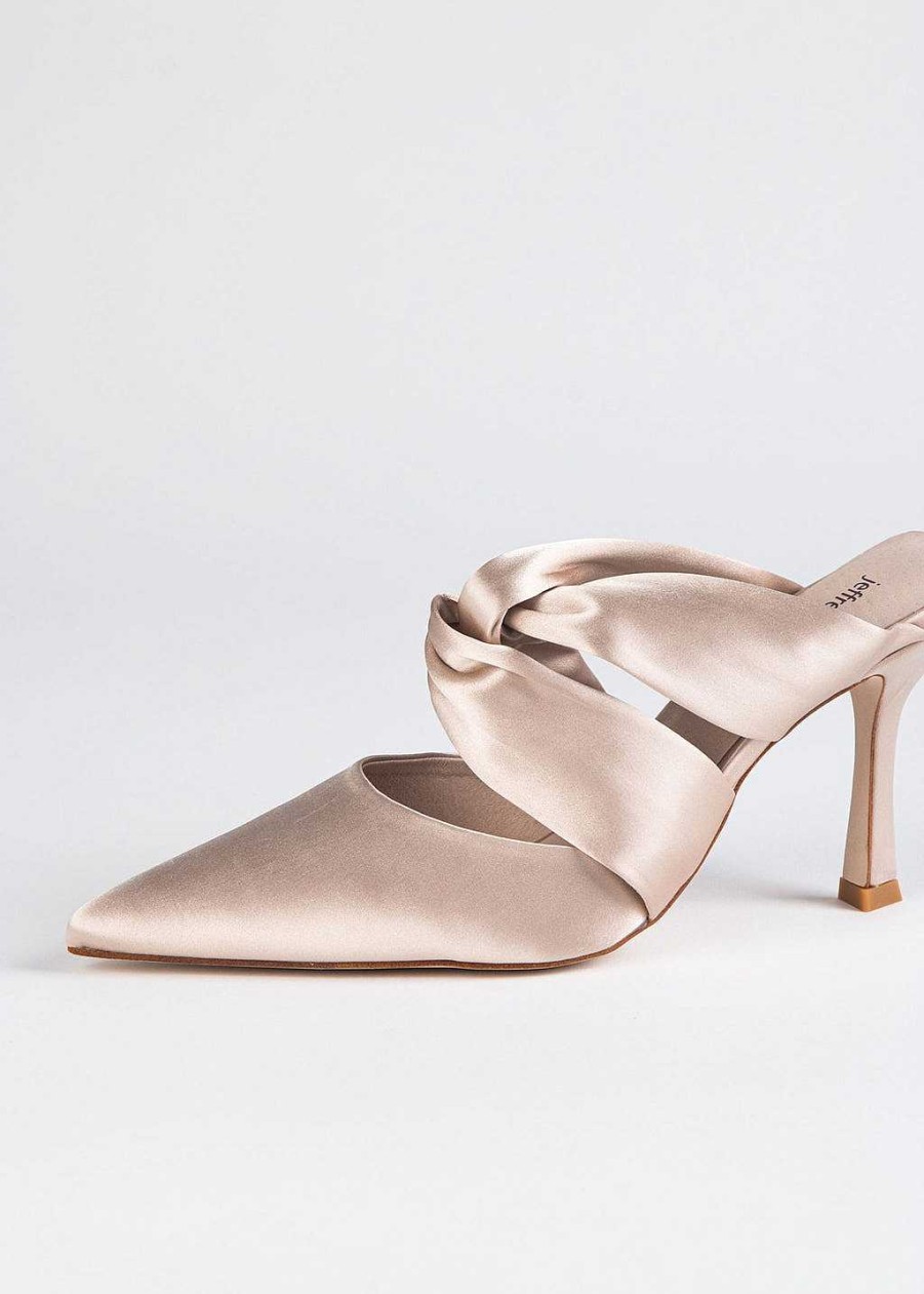 Shoes Jeffrey Campbell | Tied Up Satin Heel Champagne Satin