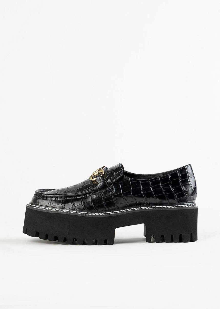 Shoes Intentionally Blank | Helix Platform Loafer Black Leather