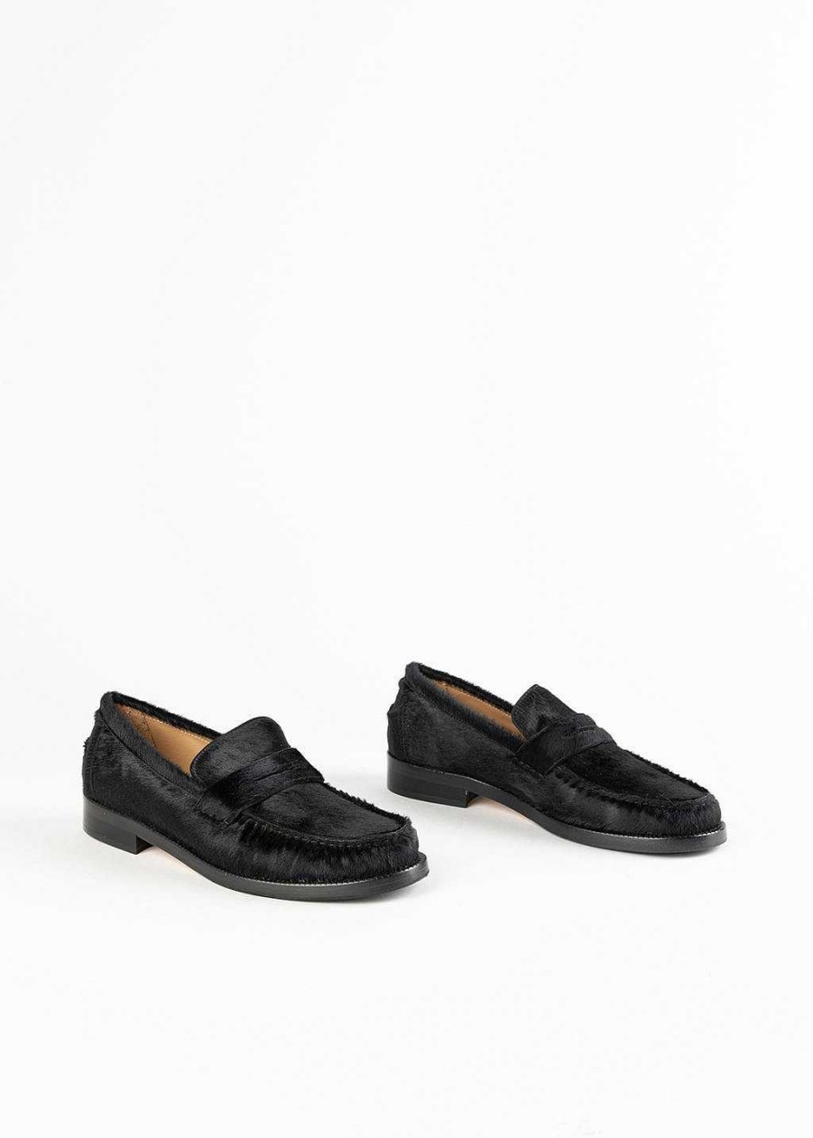 Shoes L'idea by Lori | Haircalf Penny Loafer Black Haircalf