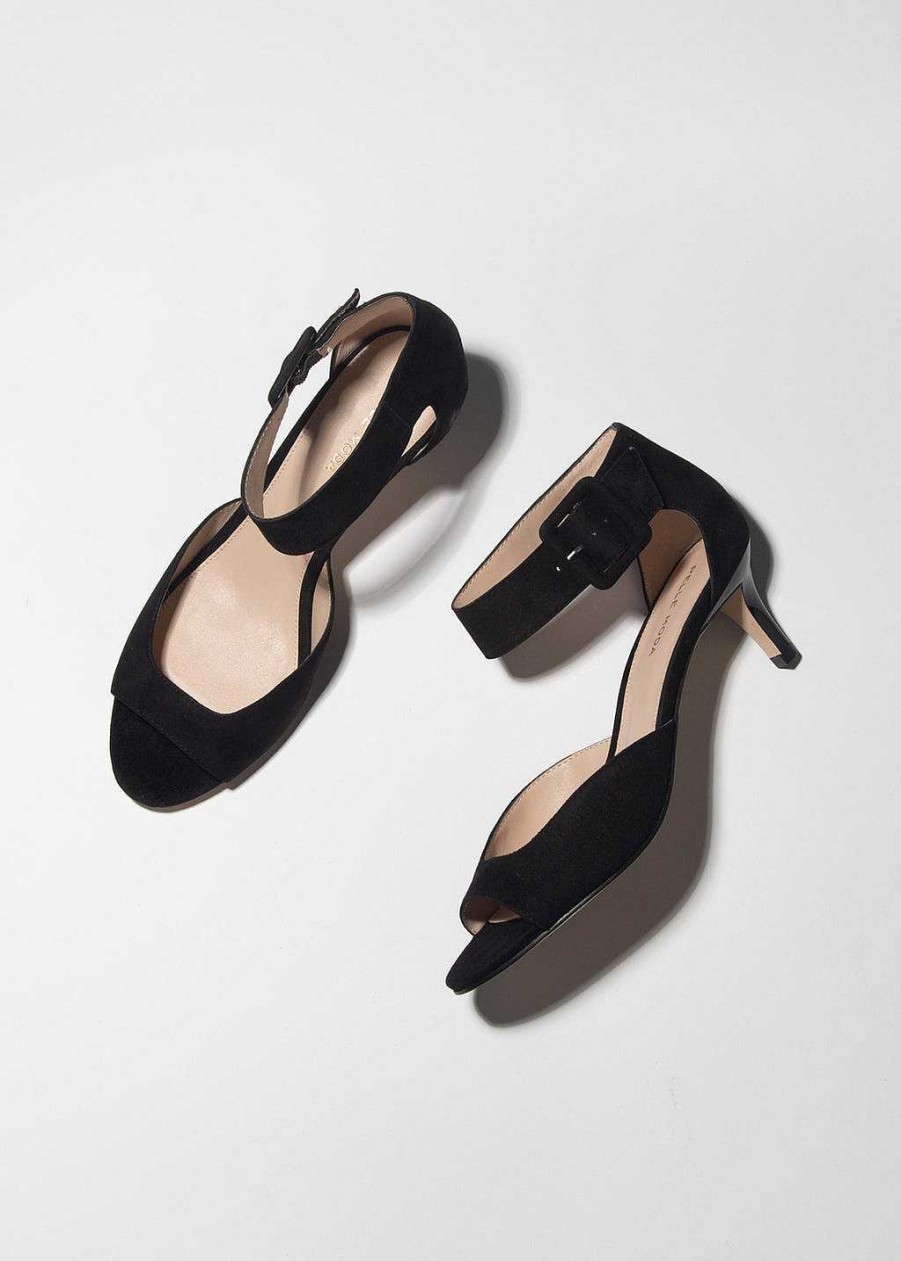 Shoes Pelle Moda | Berlin Kitten Heel Sandal Black Suede