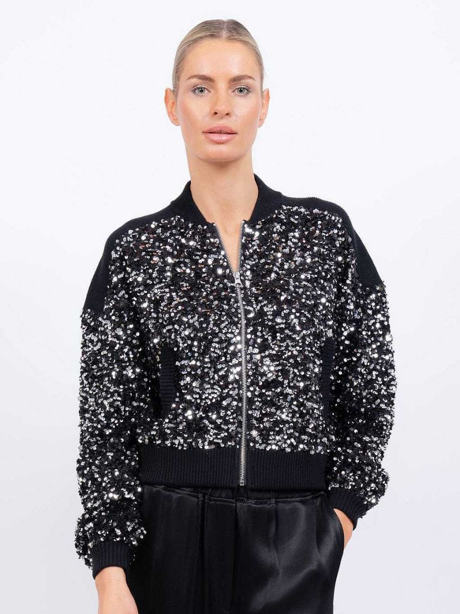 Apparel Central Park West | Aurelie Sequin Bomber Silver