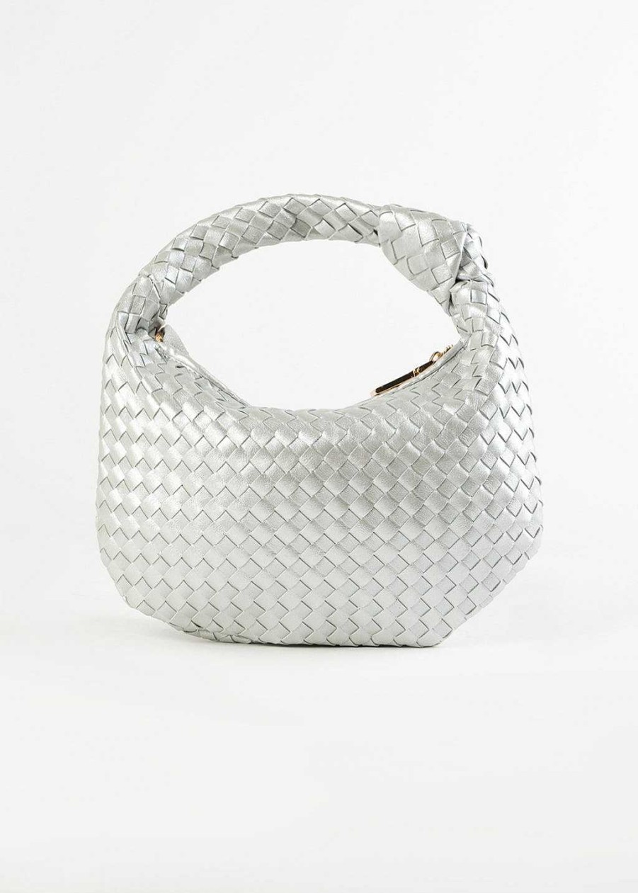 Handbags Melie Bianco | Drew Mini Woven Bag Silver