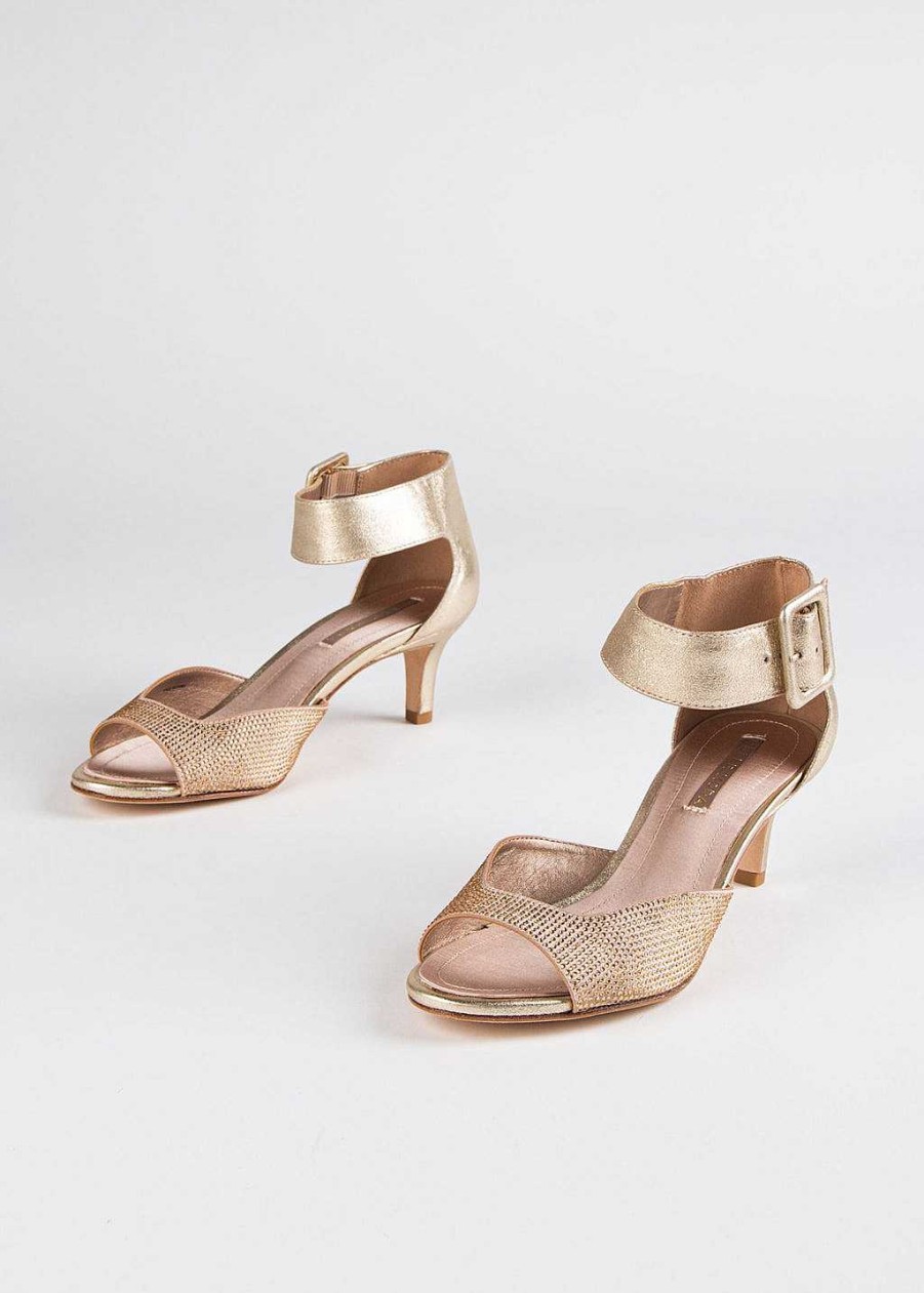 Shoes Pelle Moda | Berlin Kitten Heel Sandal Platino