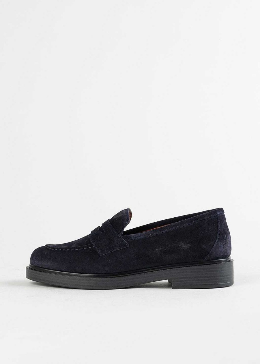 Shoes L'idea by Lori | Suede Penny Loafer Navy Suede