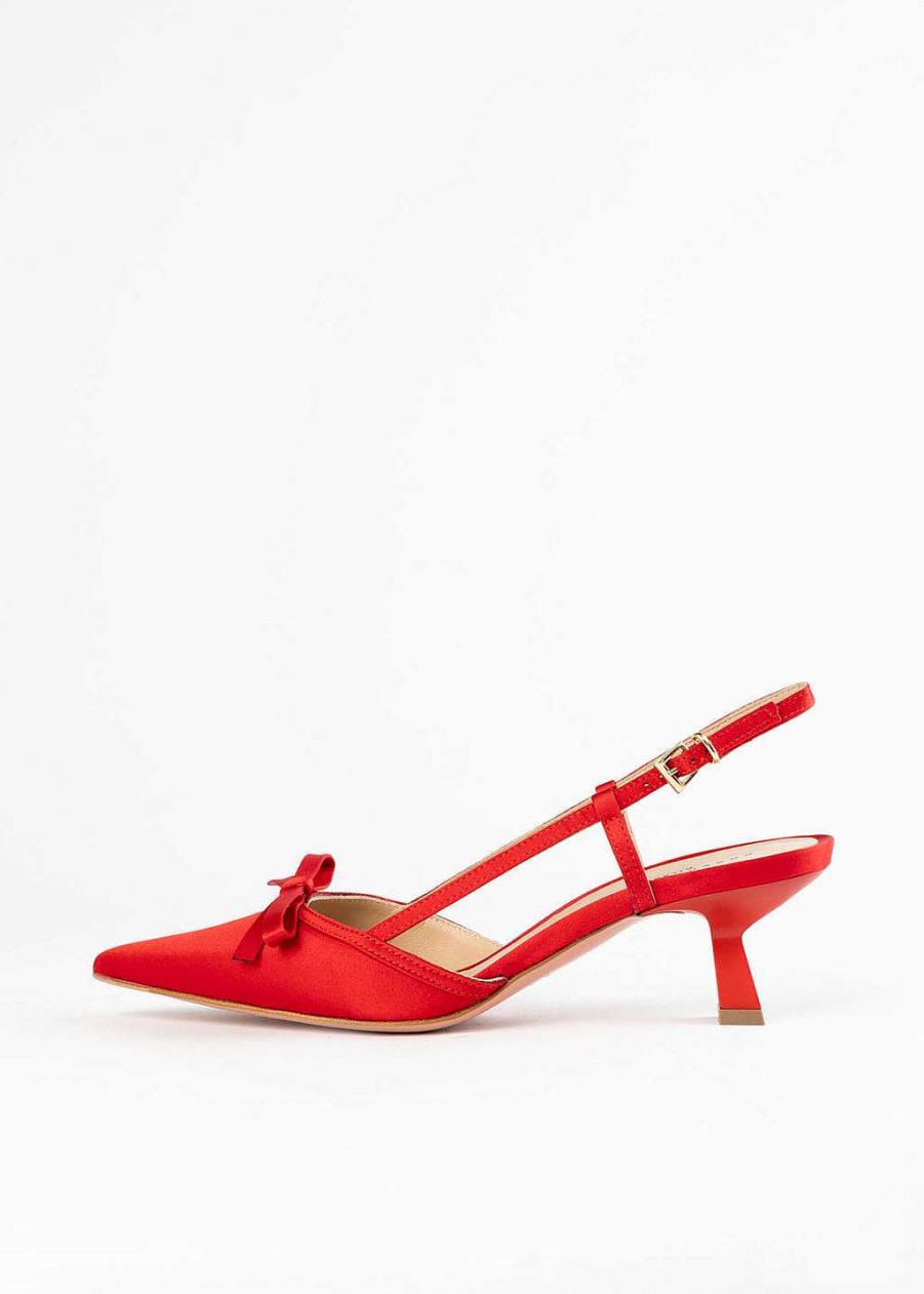 Shoes Roberto Festa | Iamy Slingback Heel Red Satin