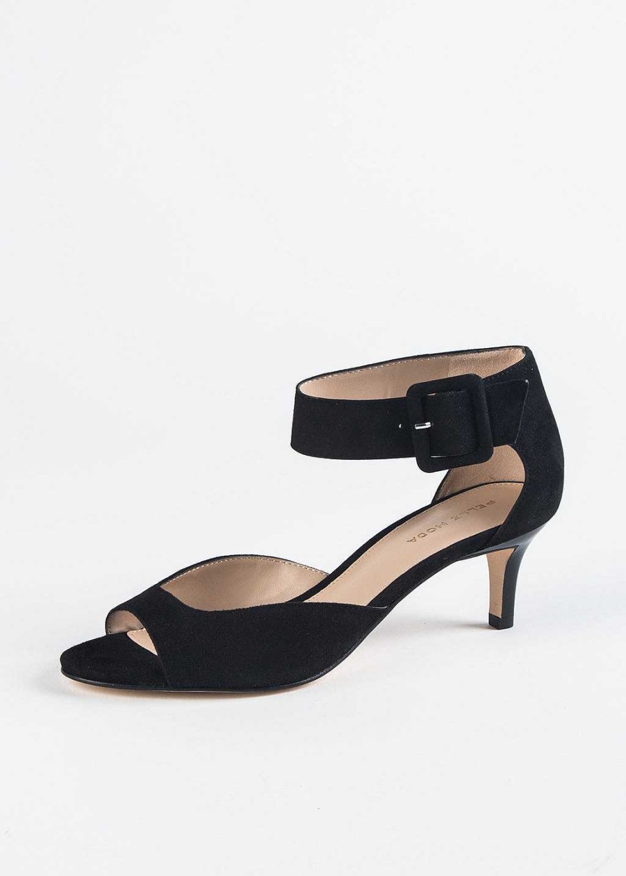 Shoes Pelle Moda | Berlin Kitten Heel Sandal Black Suede