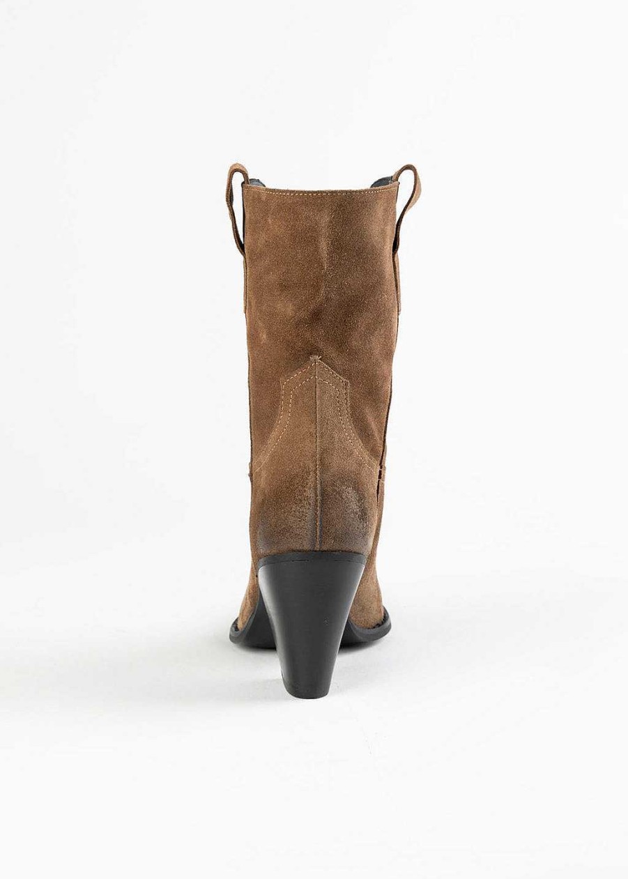 Shoes L'idea by Lori | Mid Calf Western Boot Sesame Suede