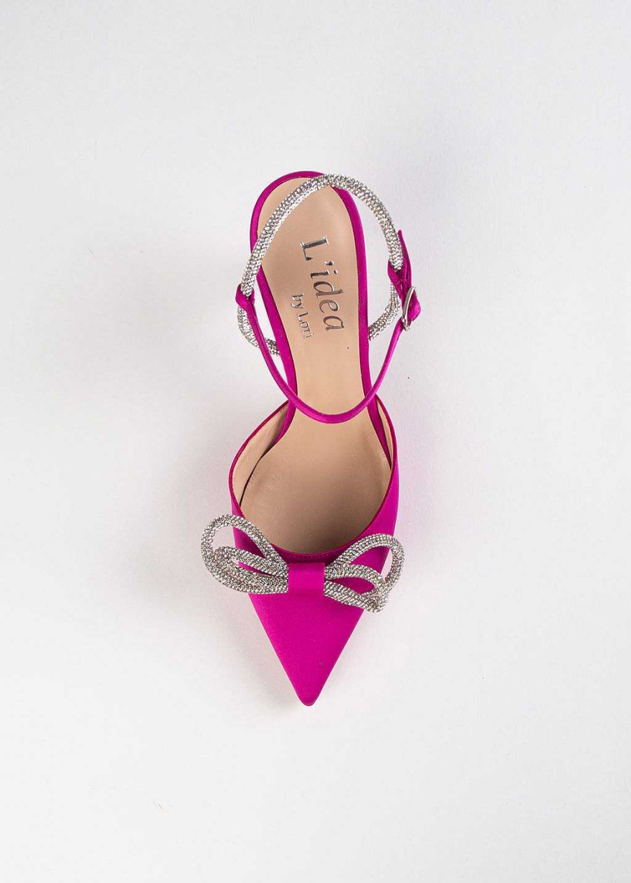 Shoes L'idea by Lori | Jeweled Slingback Pump Fuchsia Satin