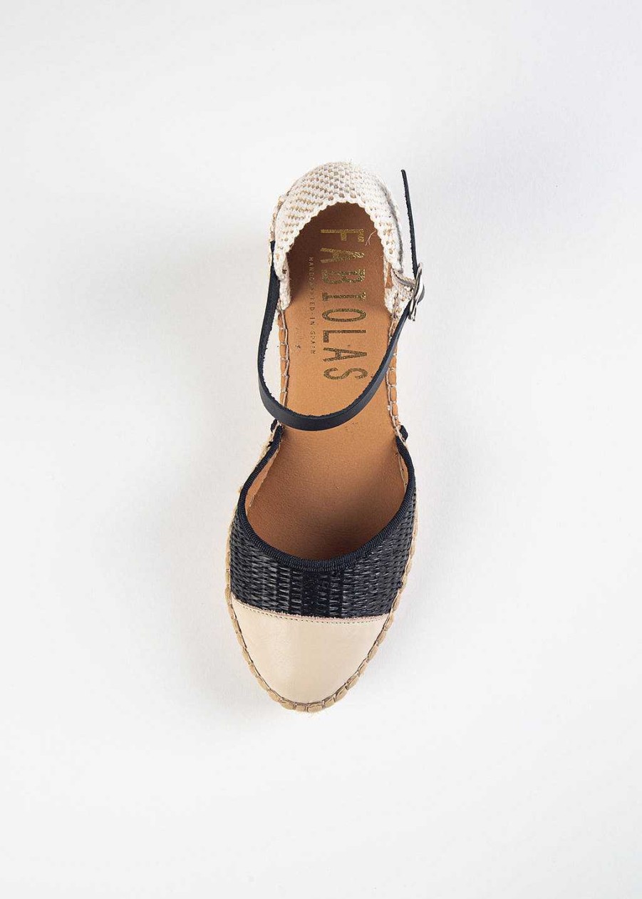 Shoes Fabiolas | Leather Espadrille Wedge Black