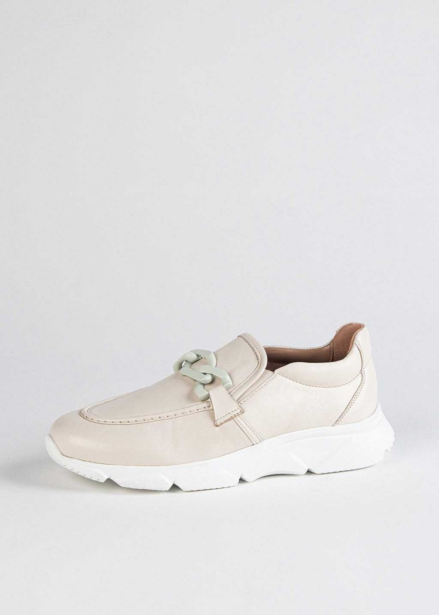 Shoes L'idea by Lori | Leather Sneaker With Chain Off White Leather