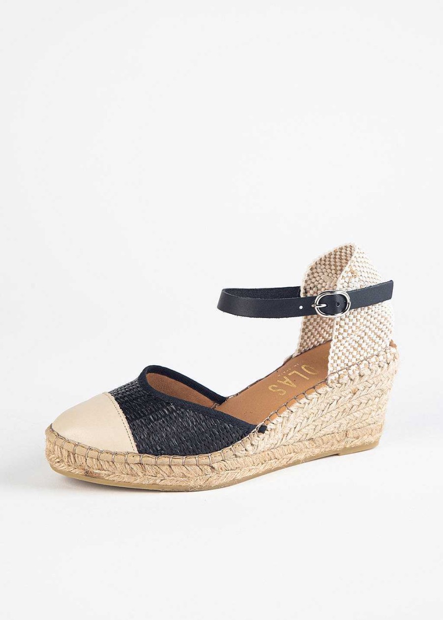 Shoes Fabiolas | Leather Espadrille Wedge Black