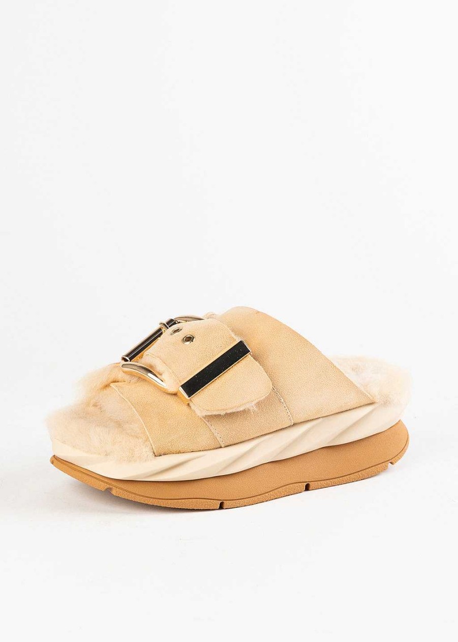 Shoes 4CCCCees | Mellow Laze Shearling Sandal Sand Suede