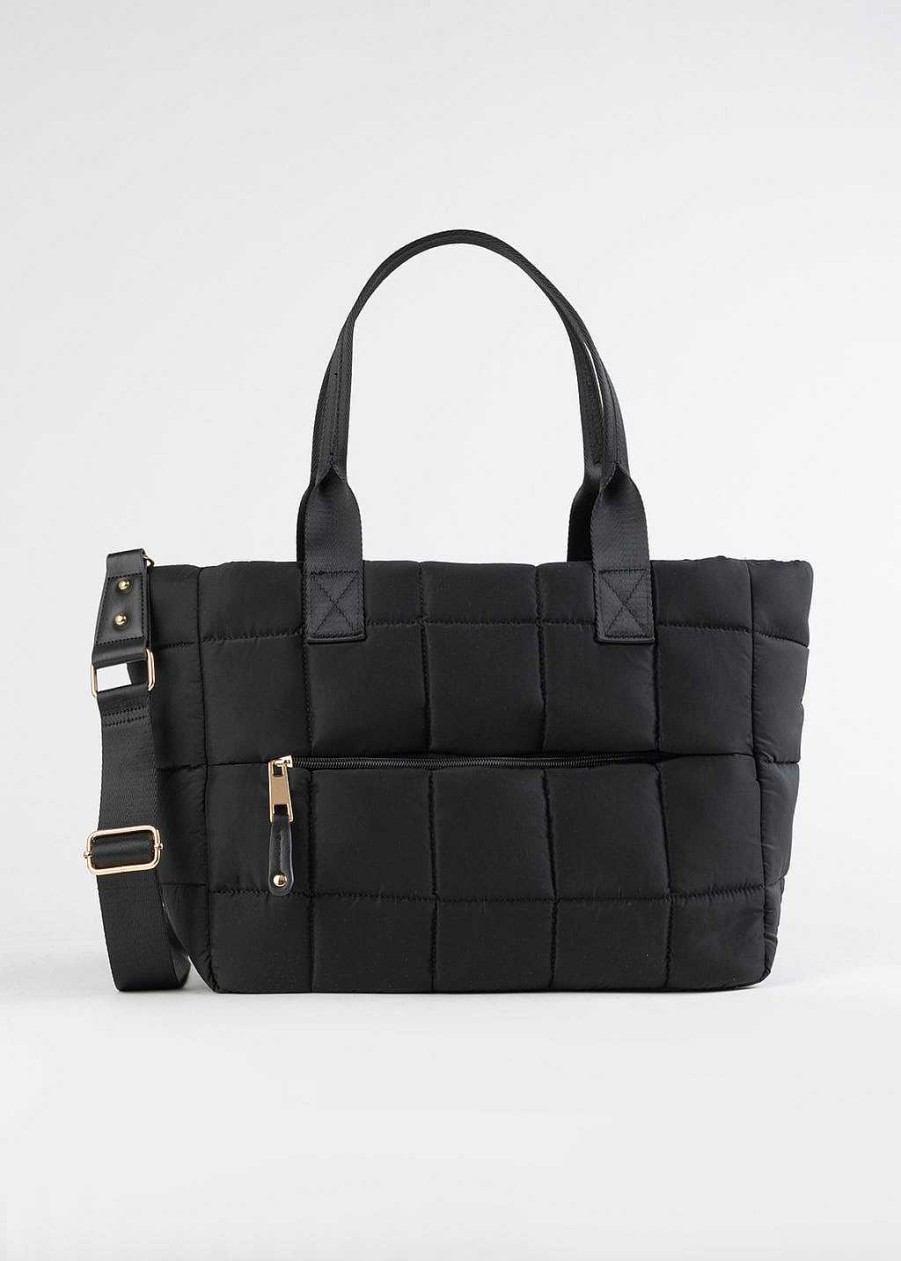 Handbags 42 Gold | Hadley Quilted Tote Black