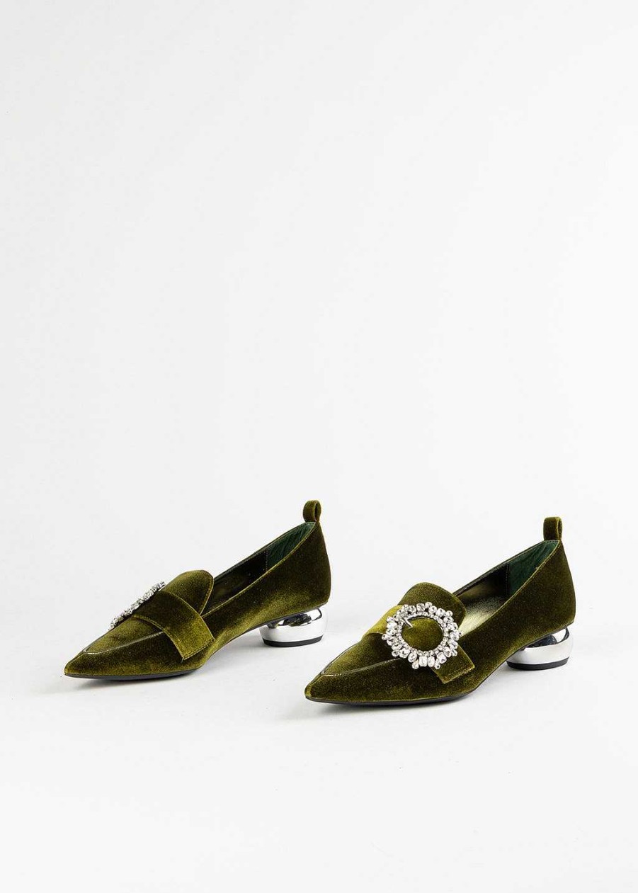 Shoes Jeffrey Campbell | Viona Velvet Flat Green