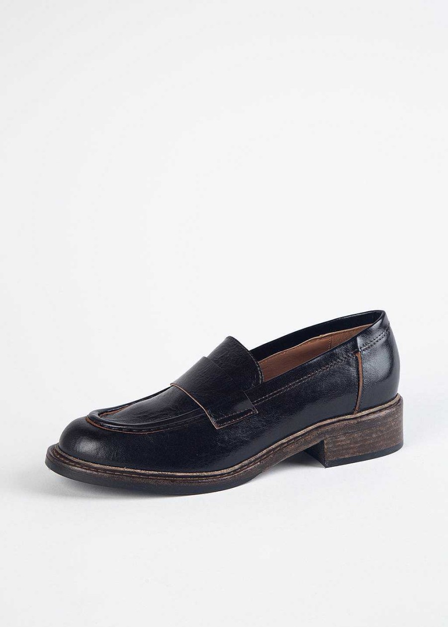 Shoes L'idea by Lori | Distressed Penny Loafer Dark Brown Leather