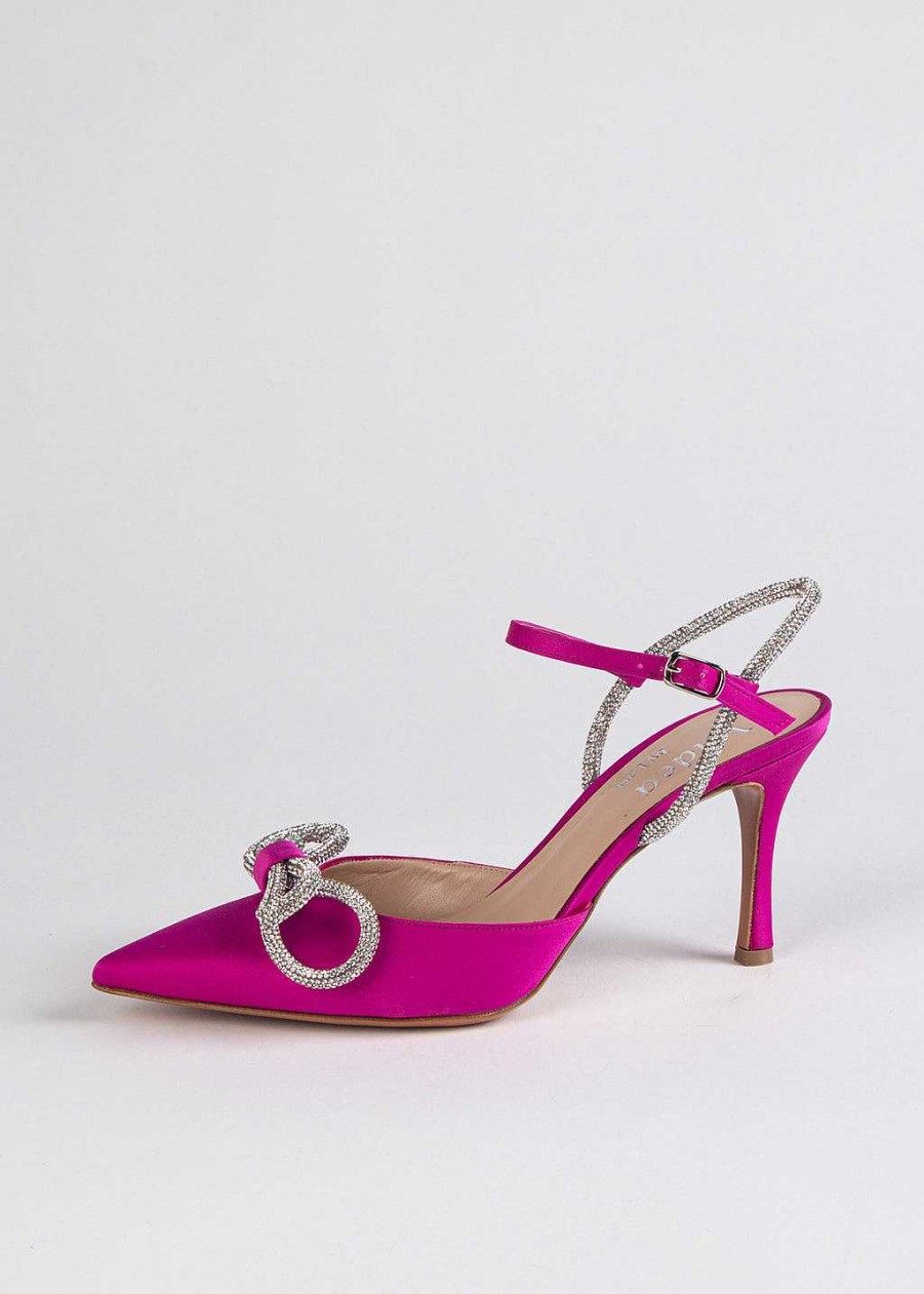 Shoes L'idea by Lori | Jeweled Slingback Pump Fuchsia Satin