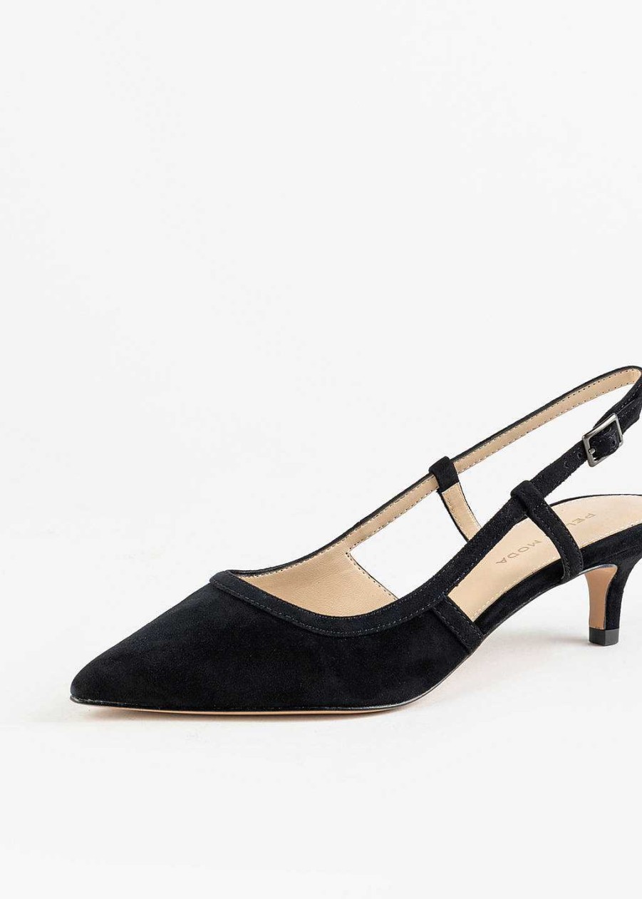 Shoes Pelle Moda | Deena Slingback Pump Black Suede