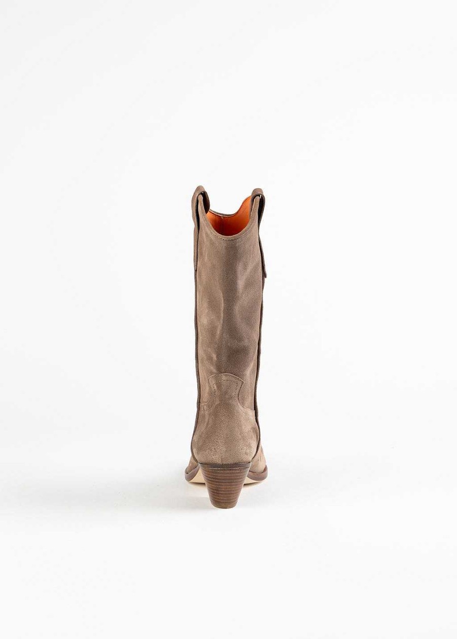 Shoes L'idea by Lori | Mid Calf Western Boot Taupe Suede