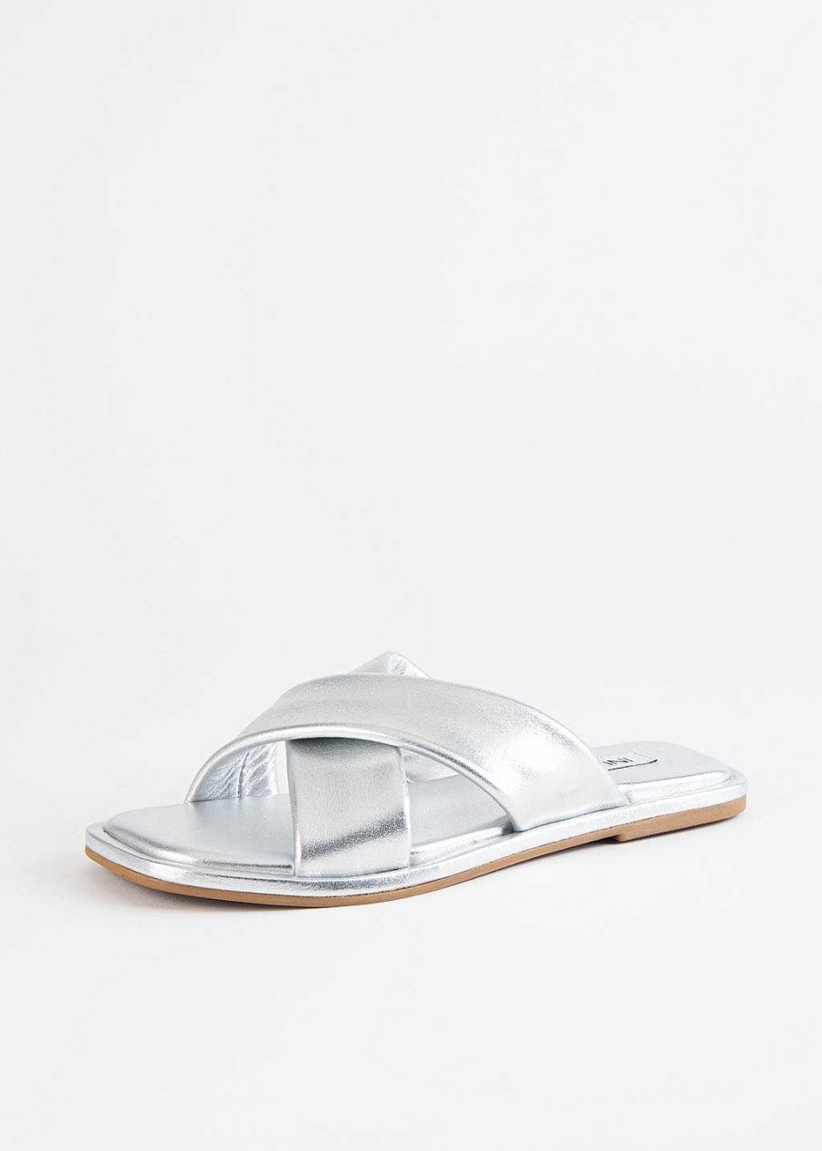 Shoes Inuovo | Flat Crossband Sandal Silver Leather