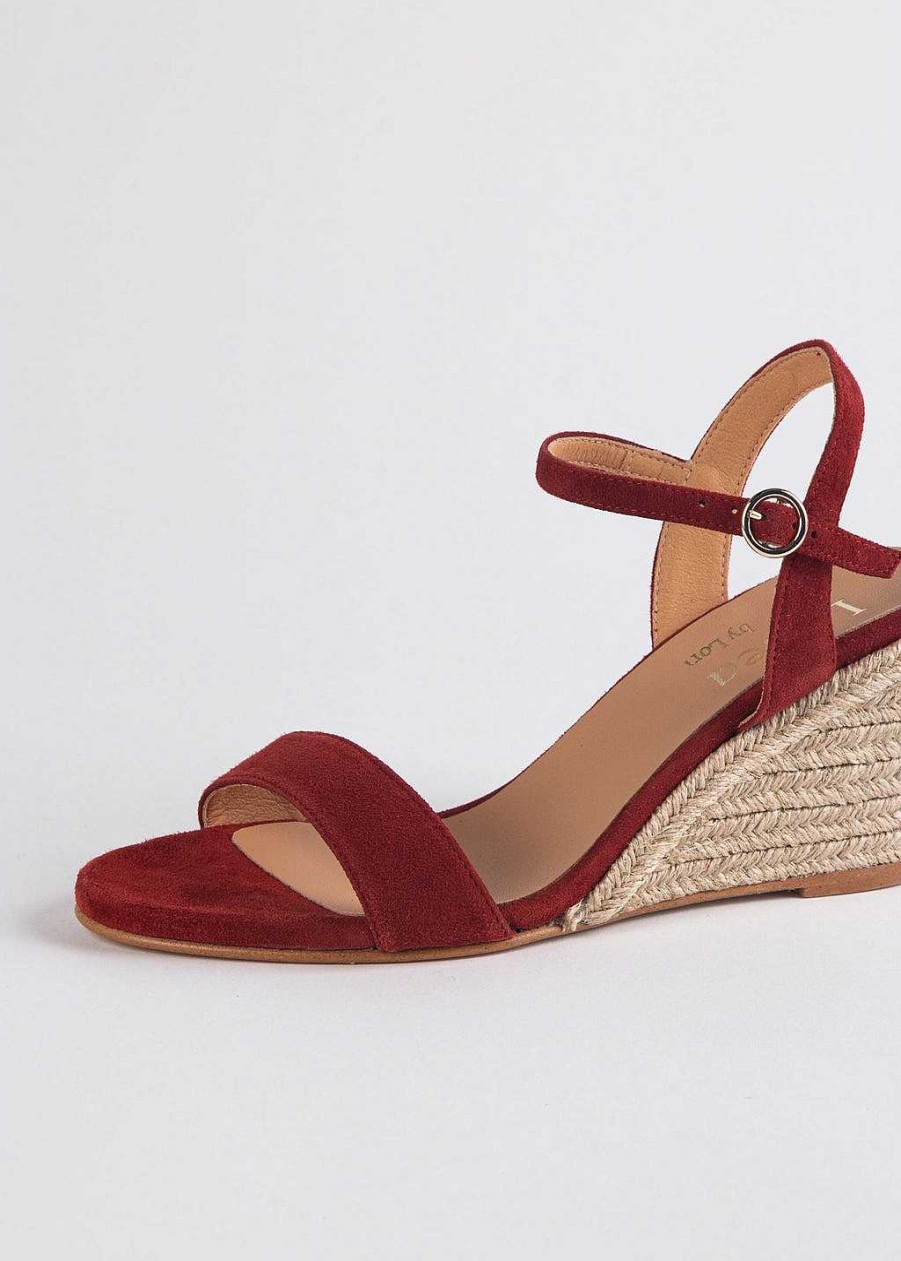 Shoes L'idea by Lori | Alba Suede Wedge Espadrille Red Suede