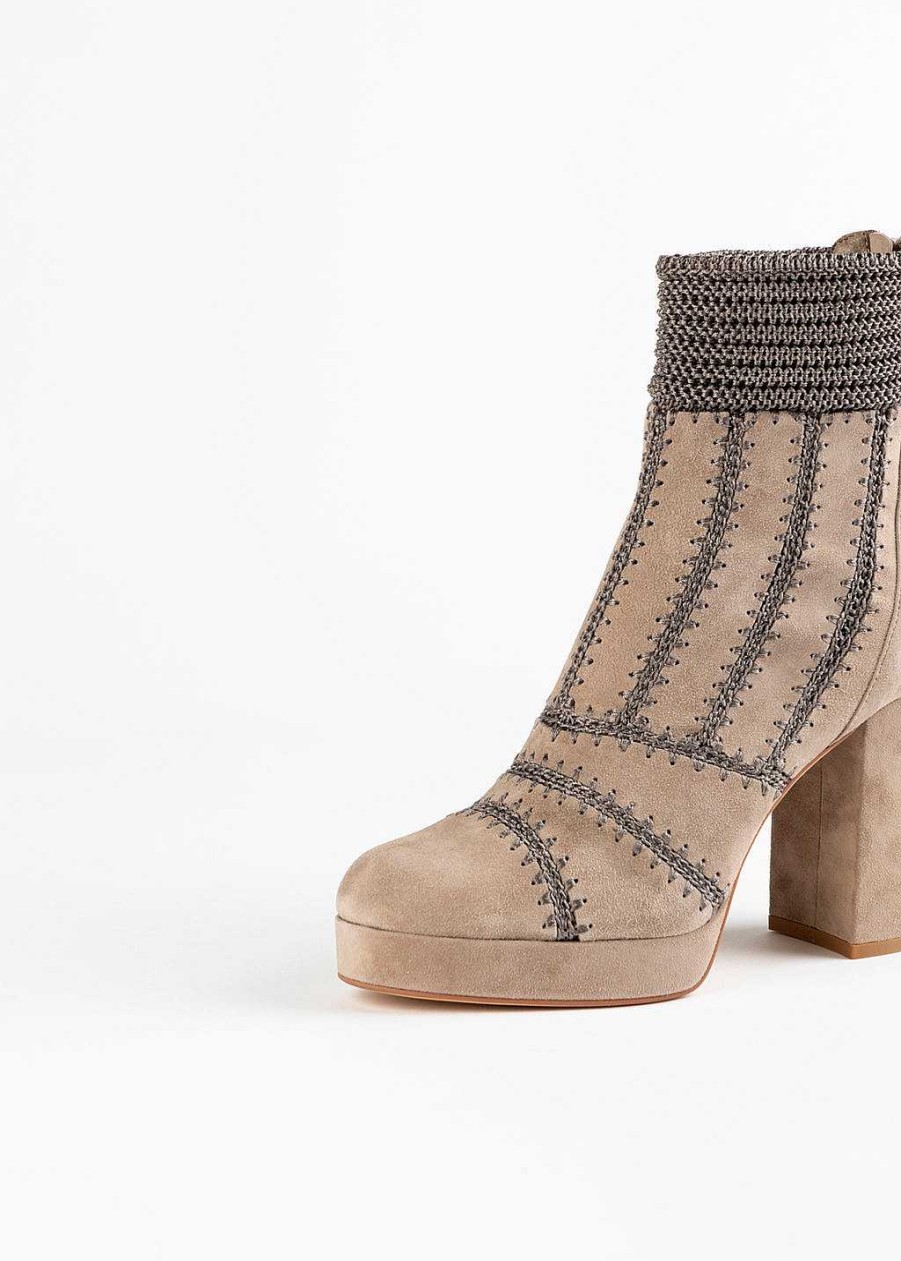 Shoes Silent D | Yasmin Platform Boot Taupe Suede