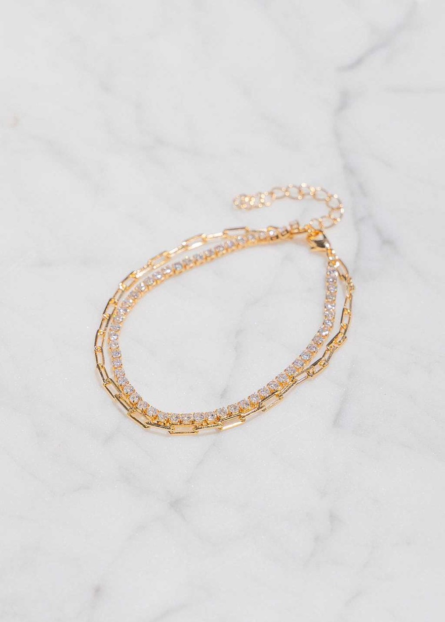 Accessories Armitage Avenue | Chain And Cz Bracelet Gold