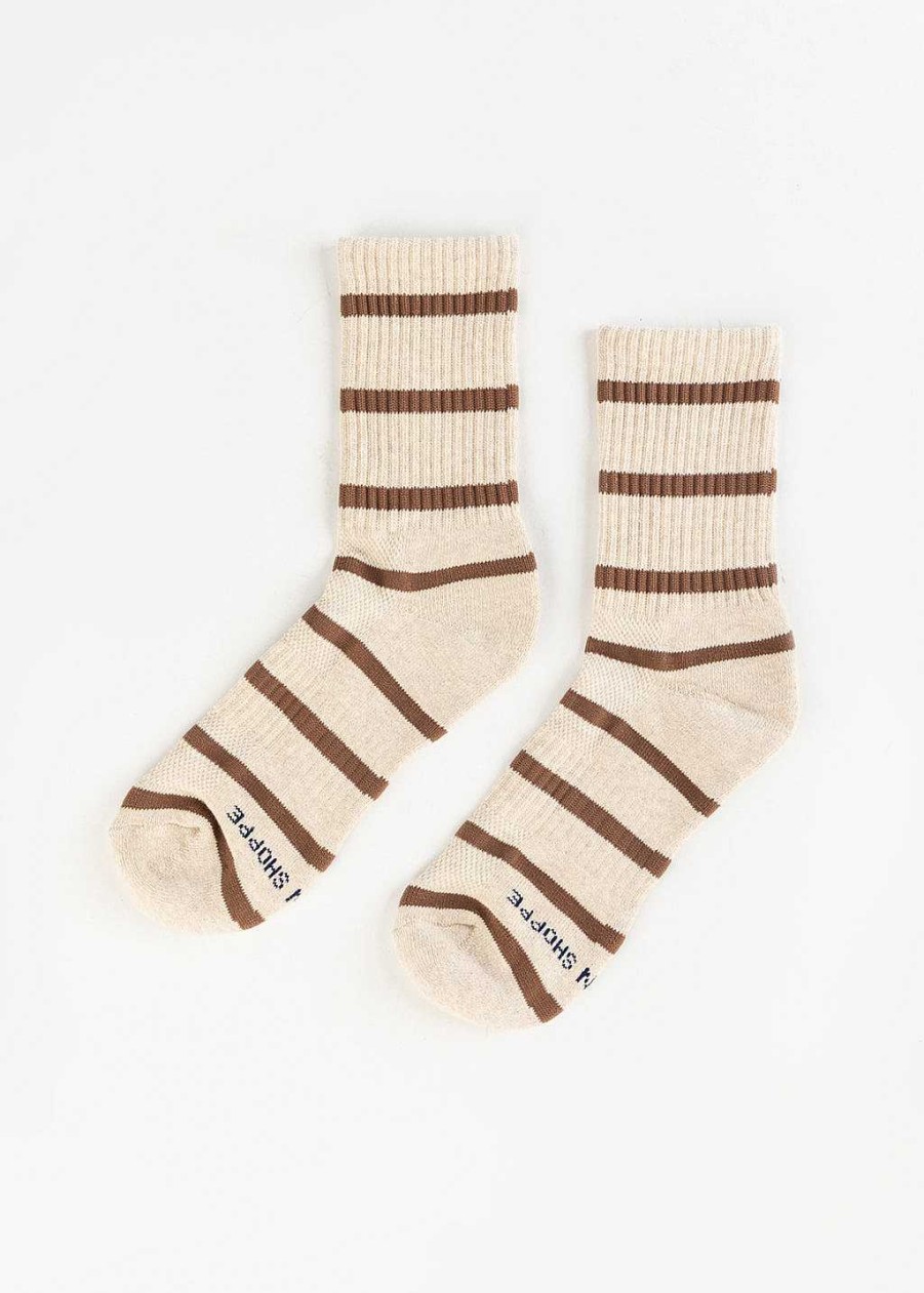 Accessories Le Bon Shoppe | Striped Boyfriend Sock Flax Stripe