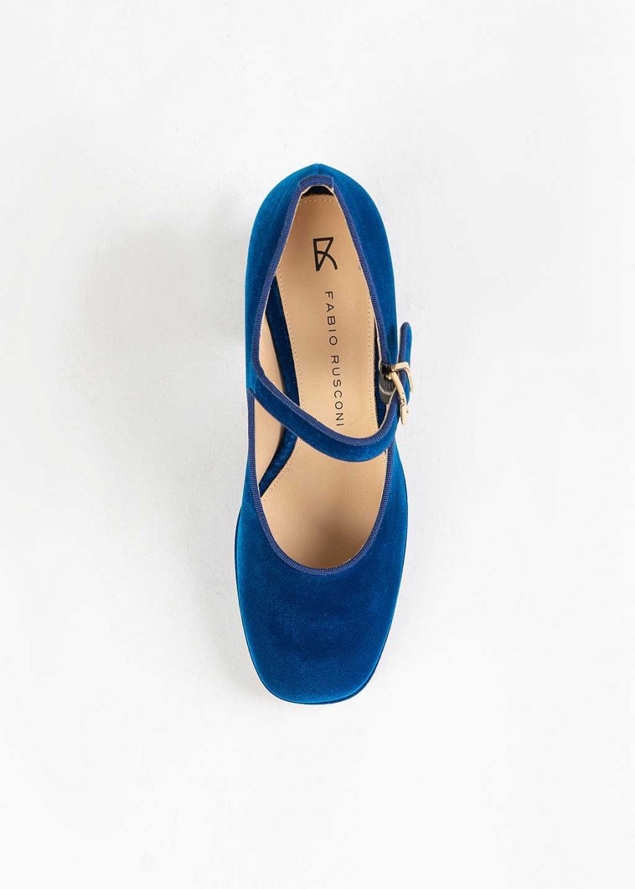 Shoes Fabio Rusconi | Velvet Mary Jane Blue — Onlyshoesale