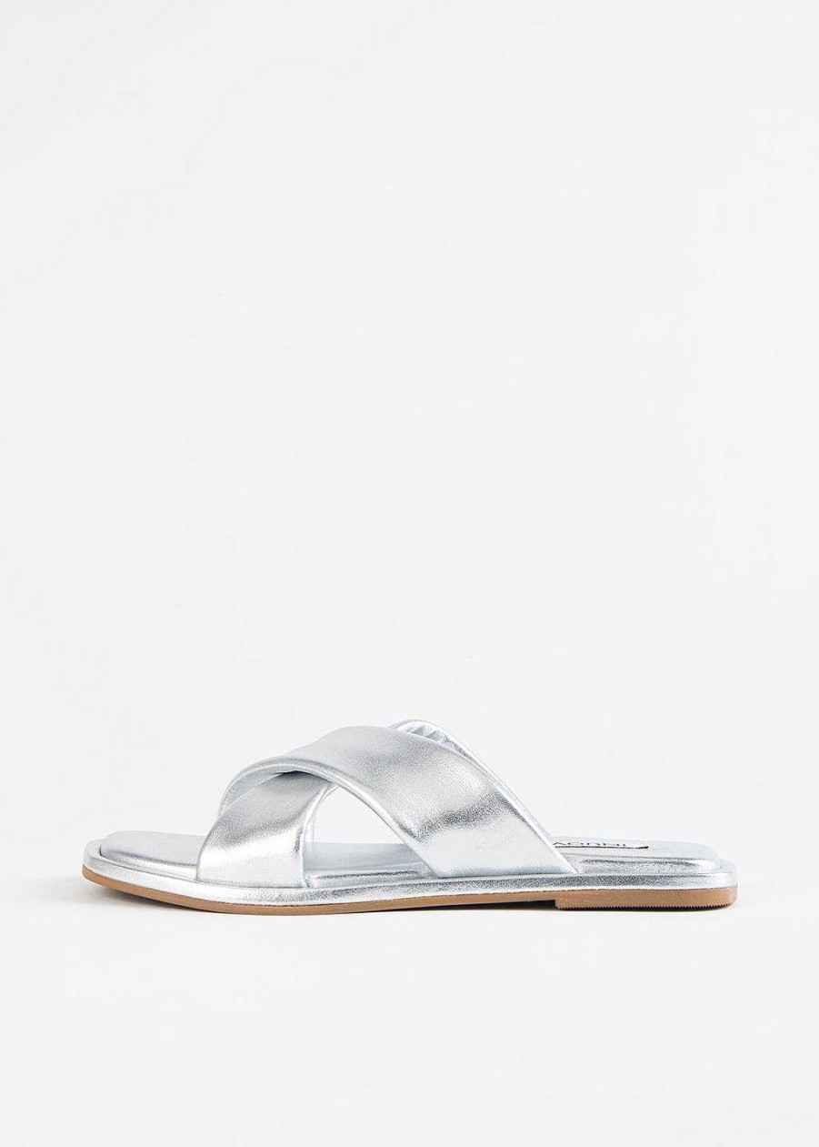 Shoes Inuovo | Flat Crossband Sandal Silver Leather