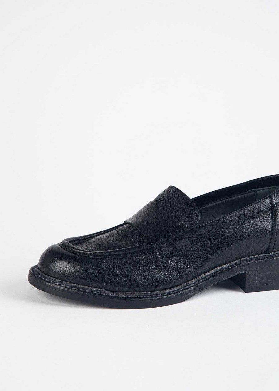 Shoes L'idea by Lori | Distressed Penny Loafer Black Leather