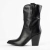 Shoes L'idea by Lori | Mid Calf Western Boot Black Leather