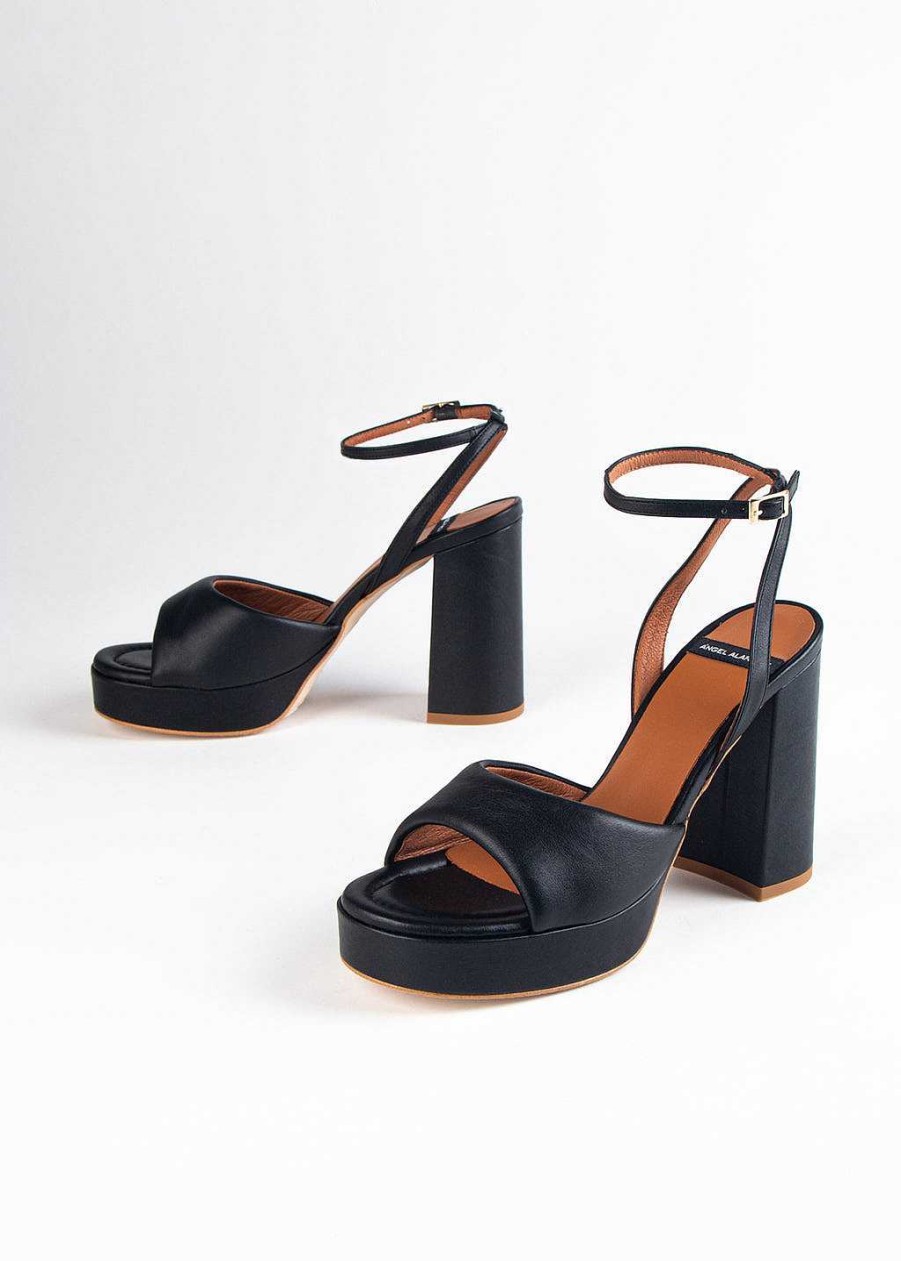 Shoes Ángel Alarcón | Leather Platform Sandal Black Leather