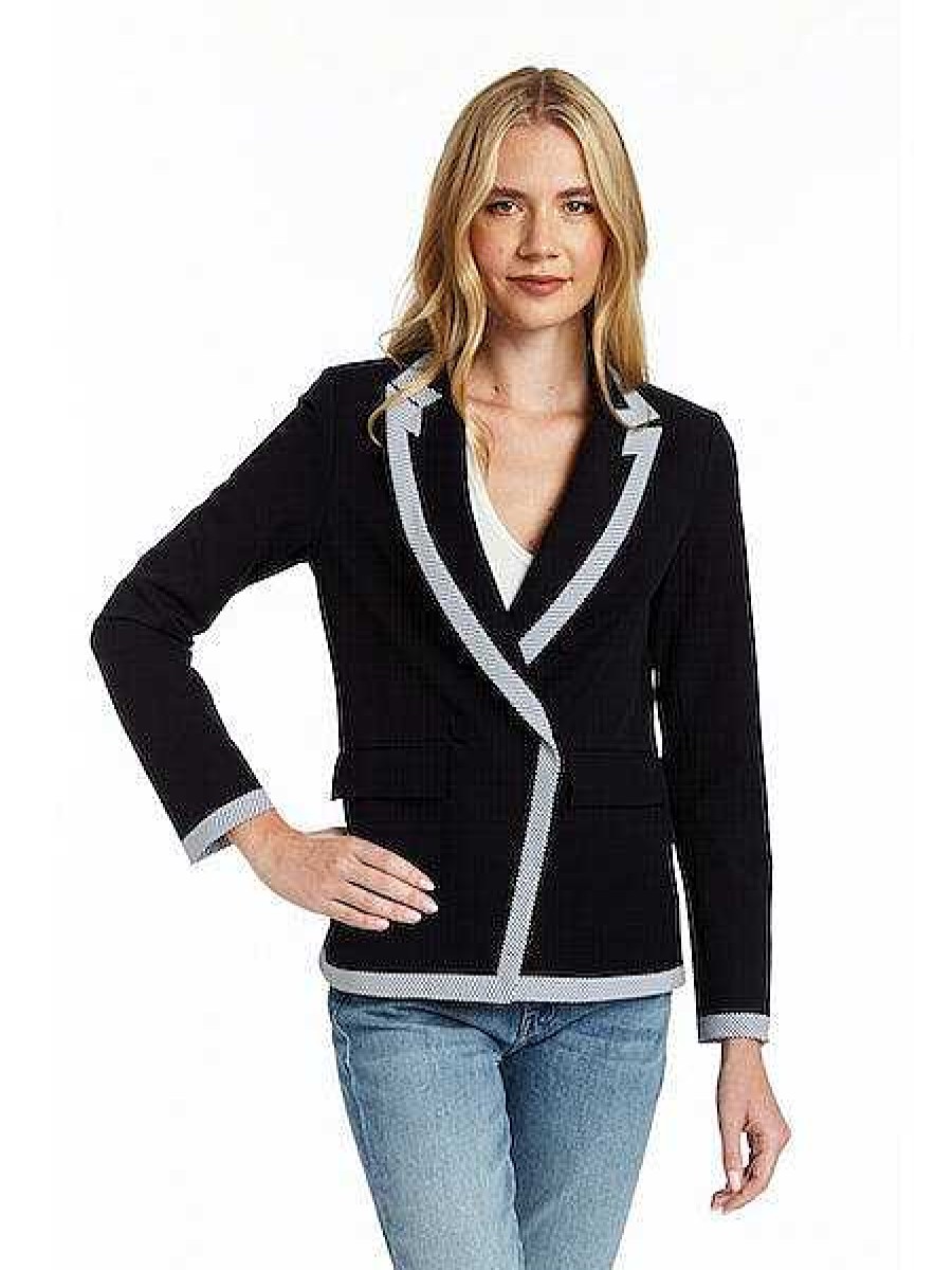 Apparel Drew | Luna Blazer With Contrast Trim Navy