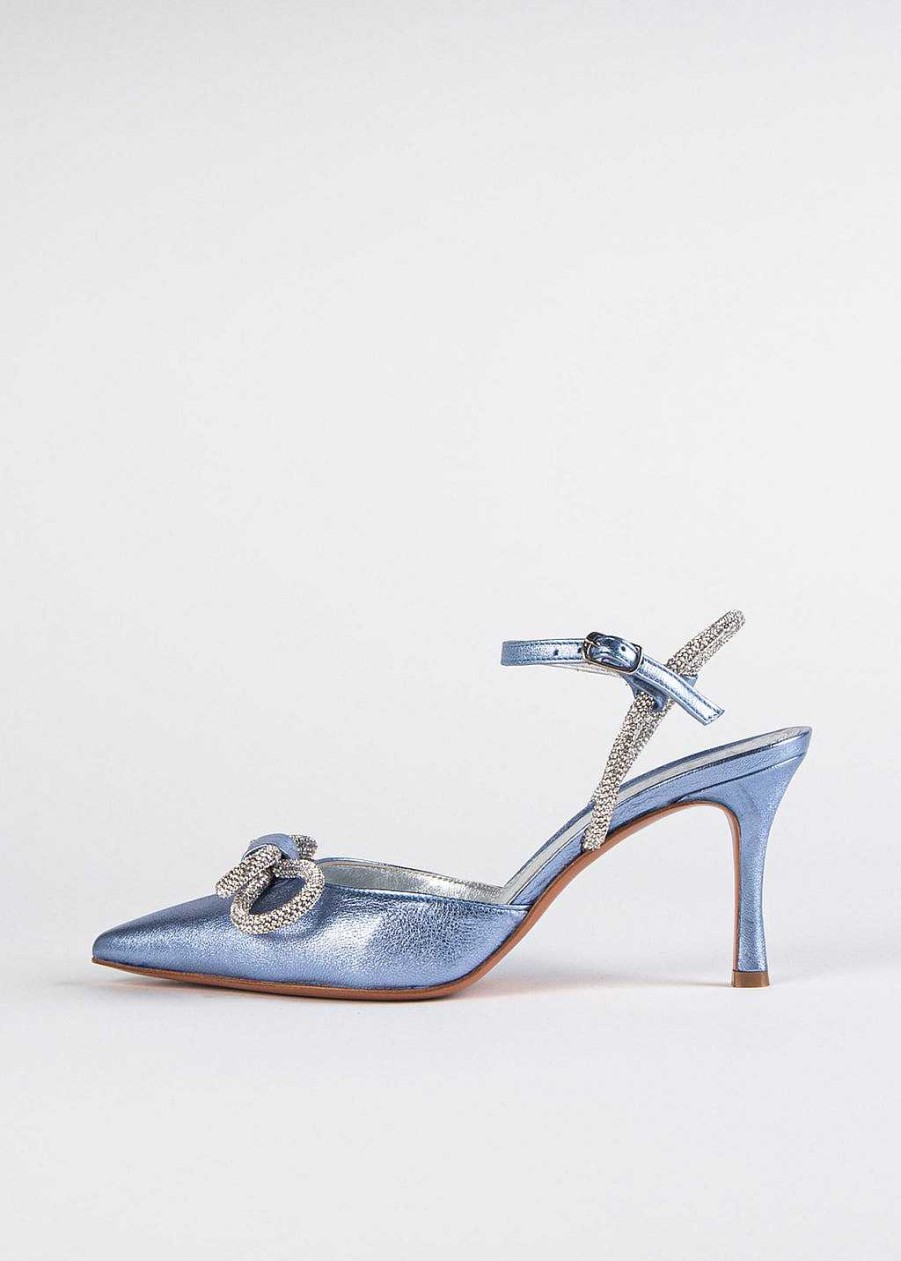 Shoes L'idea by Lori | Jeweled Slingback Pump Blue Metallic