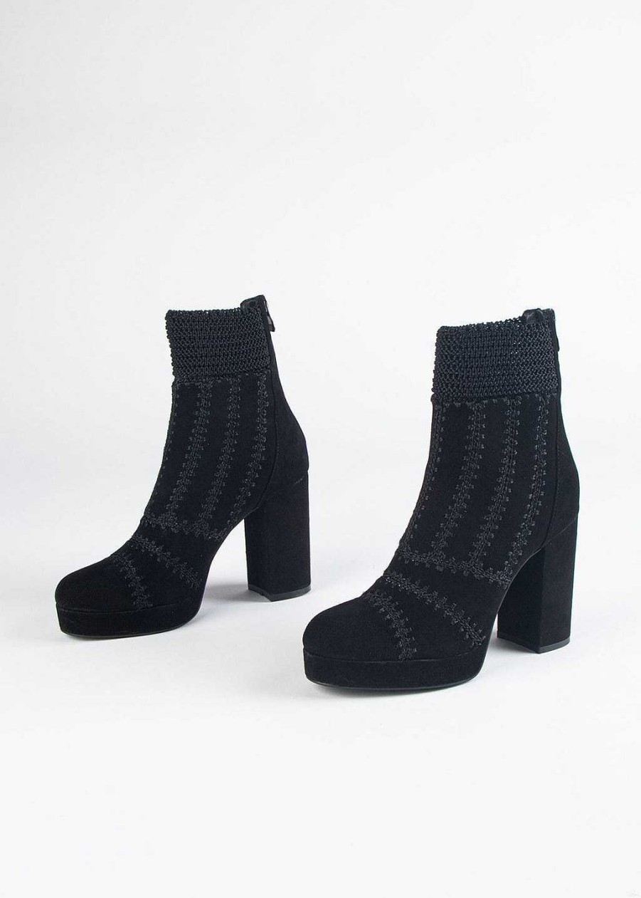 Shoes Silent D | Yasmin Platform Boot Black Suede