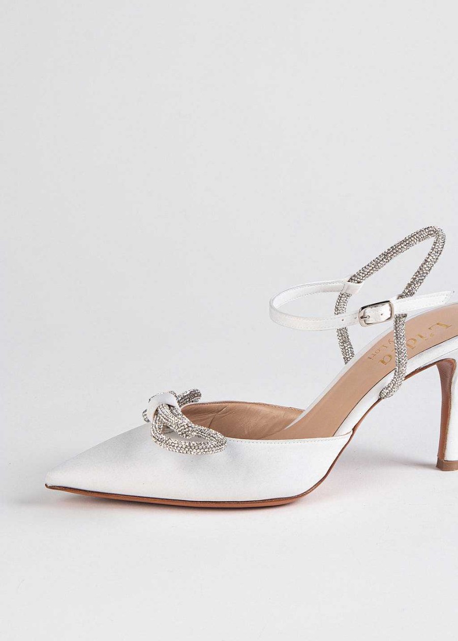 Shoes L'idea by Lori | Jeweled Slingback Pump White Satin