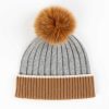 Accessories Mitchies | Knit Beanie With Fur Pom Camel