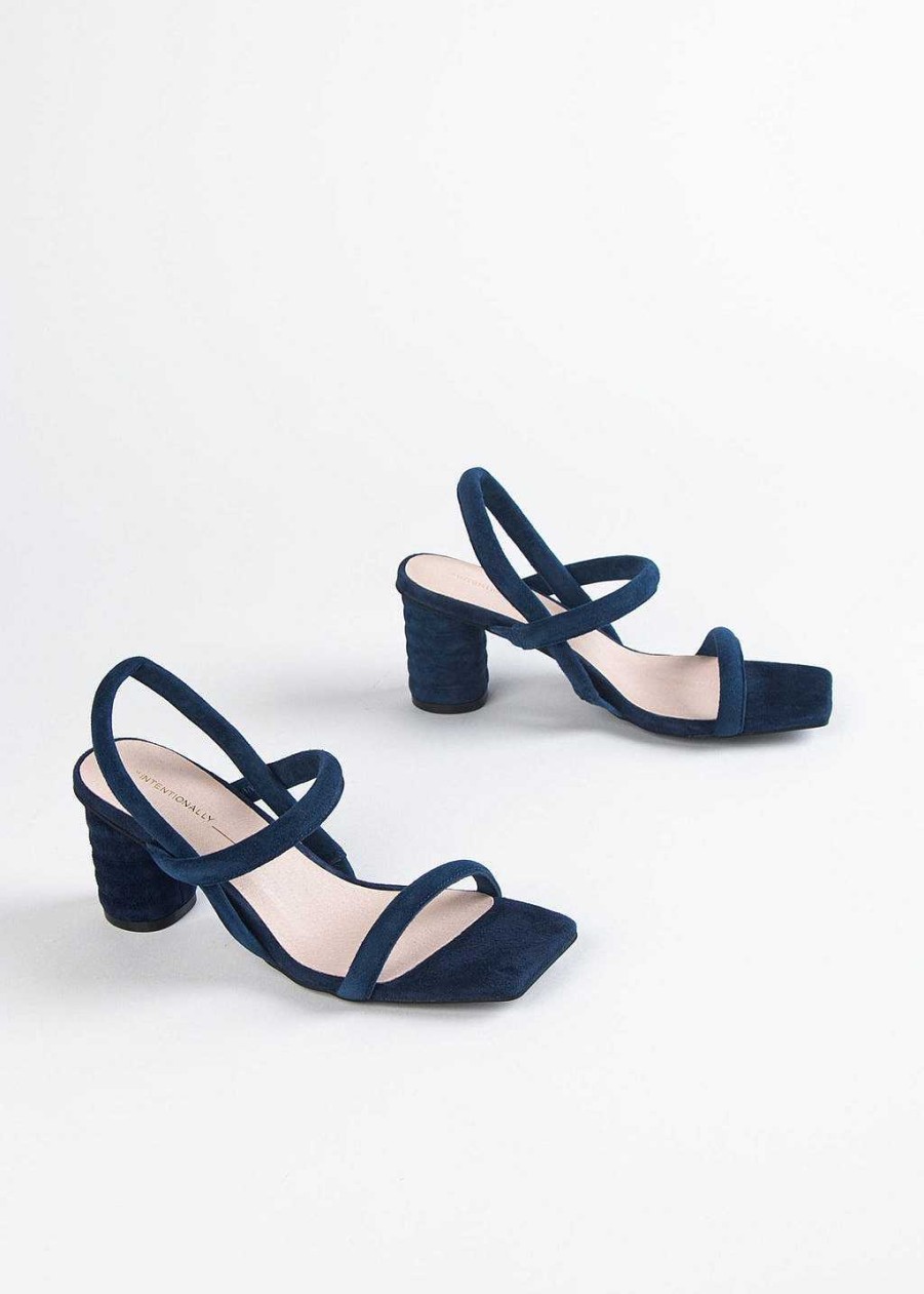 Shoes Intentionally Blank | Kifton Heeled Sandal Navy Suede