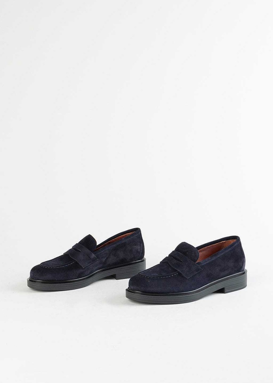 Shoes L'idea by Lori | Suede Penny Loafer Navy Suede