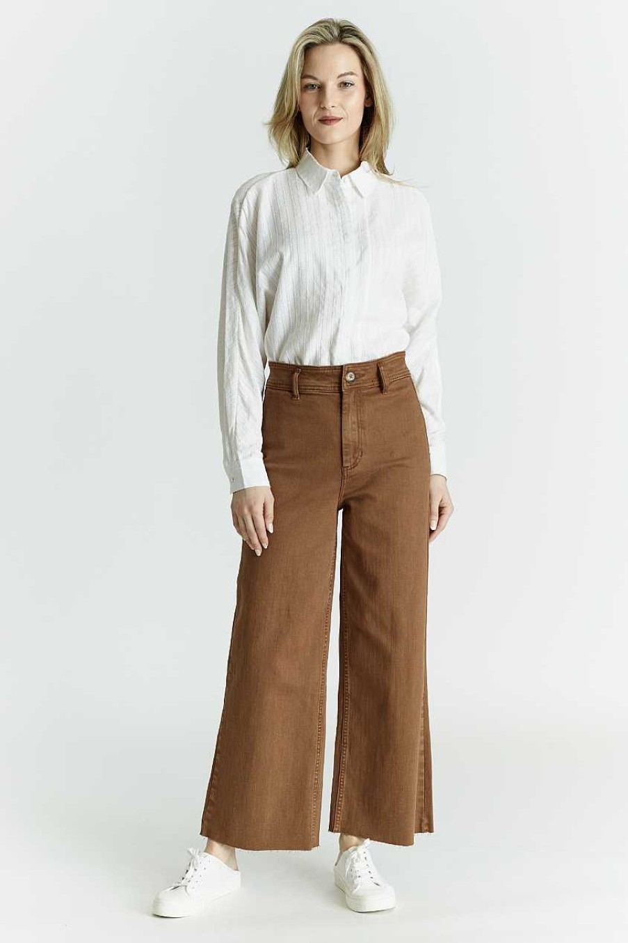 Apparel OAT | High Rise Wide Leg Jean Brown