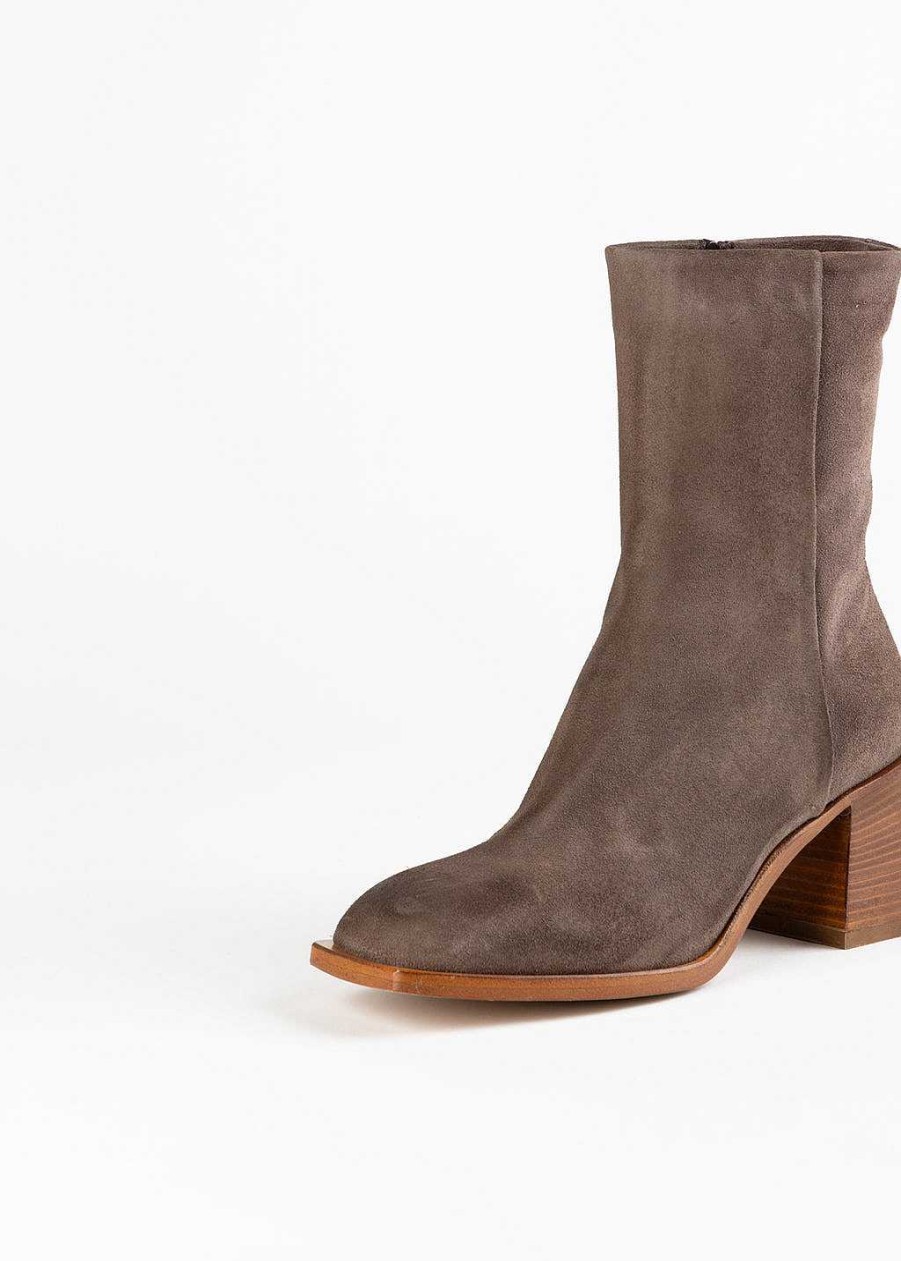 Shoes L'idea by Lori | Leather Heeled Bootie Taupe Suede