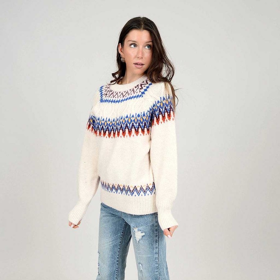 Apparel RD Style | Melinda Fair Isle Sweater Cream