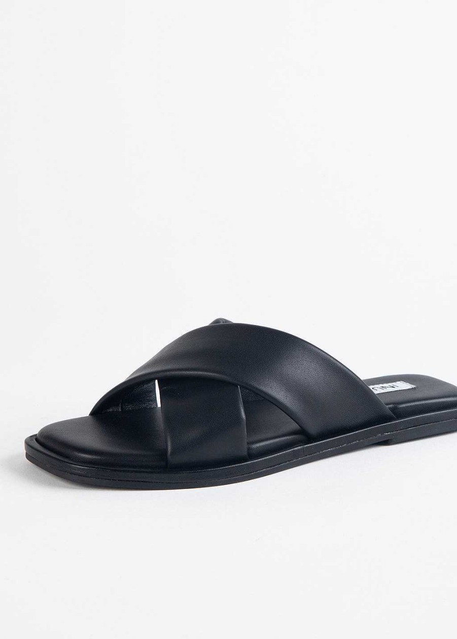 Shoes Inuovo | Flat Crossband Sandal Black Leather