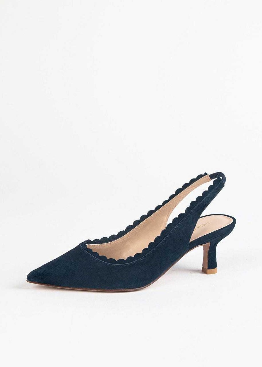 Shoes Pelle Moda | Kelsa Scalloped Classic Slingback Midnight Suede