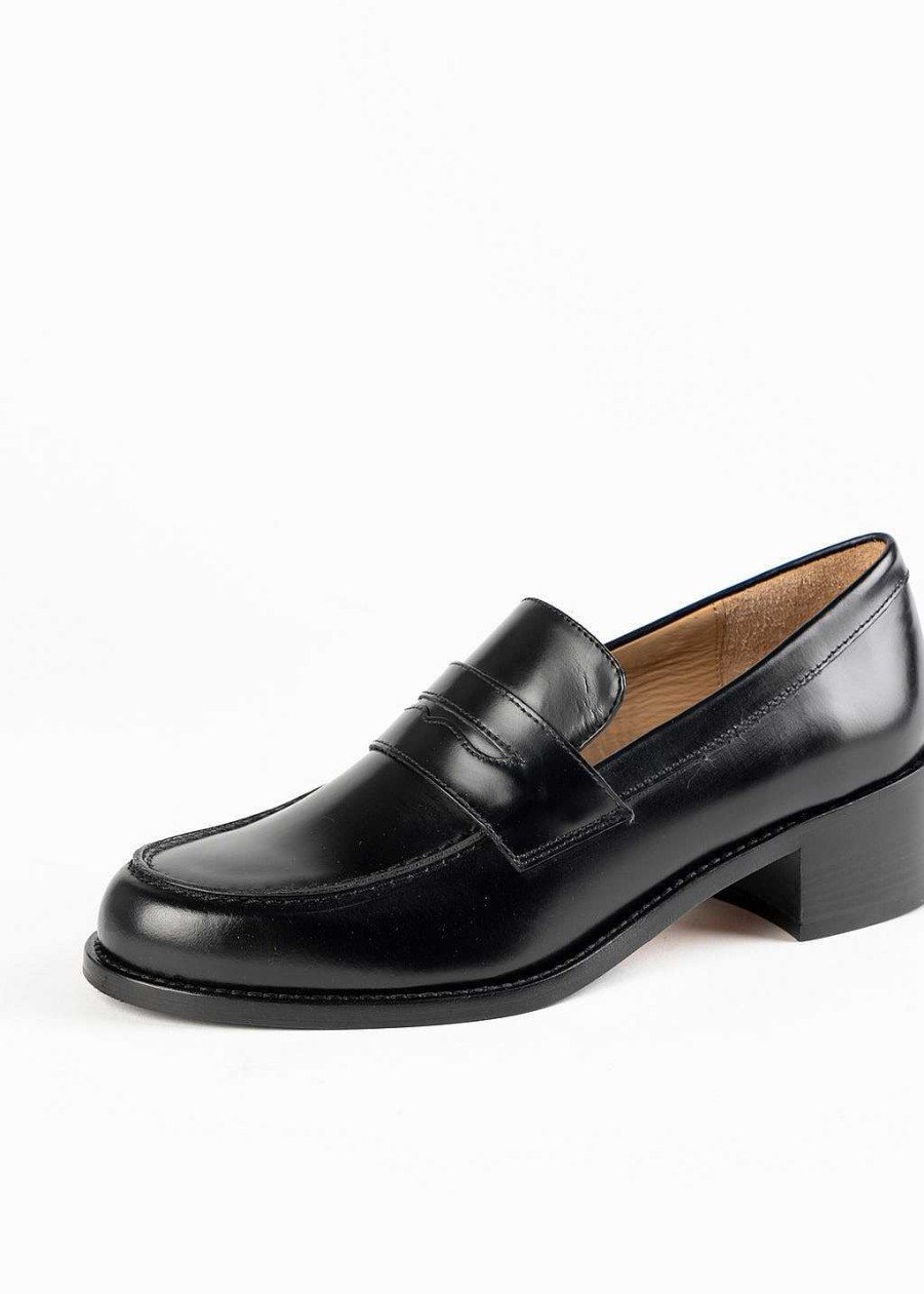 Shoes L'idea by Lori | Heeled Penny Loafer Black Leather